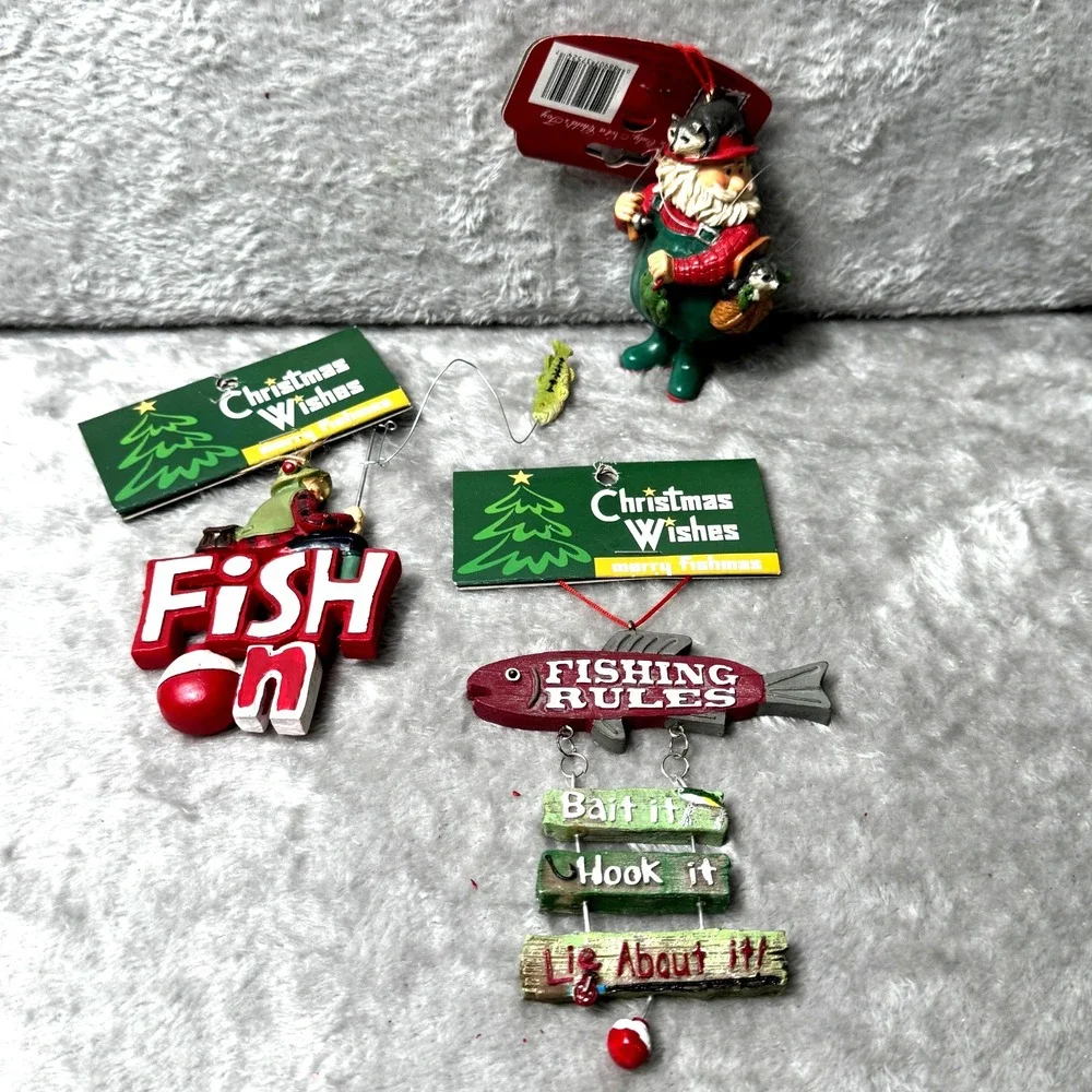 Fishing Christmas Ornaments‎ Dad Rustic Fish On Fishing Rules Raccoon Fisherman